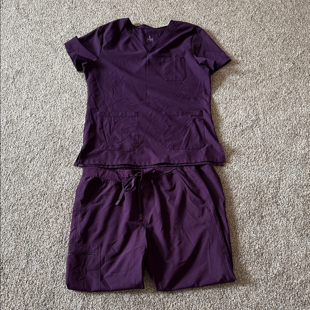 Deep purple jogger style scrub set